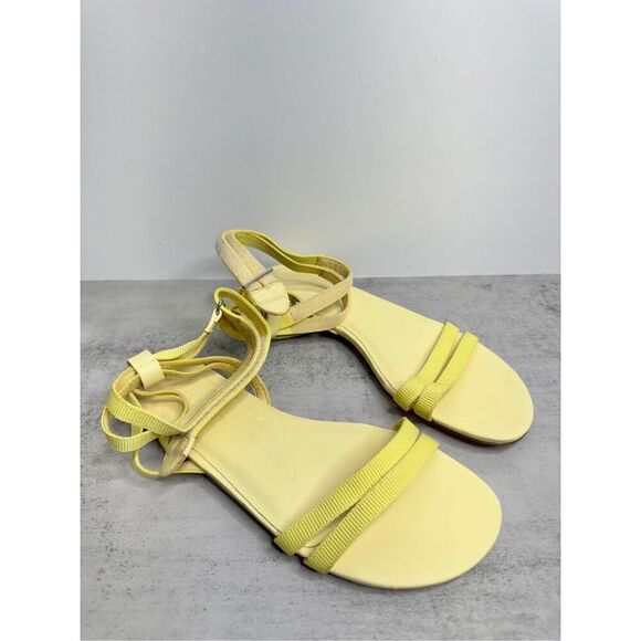 Rebecca Allen The Flat Two Strap Sandals Size 7 Citron Yellow Open Toe - Picture 7 of 8